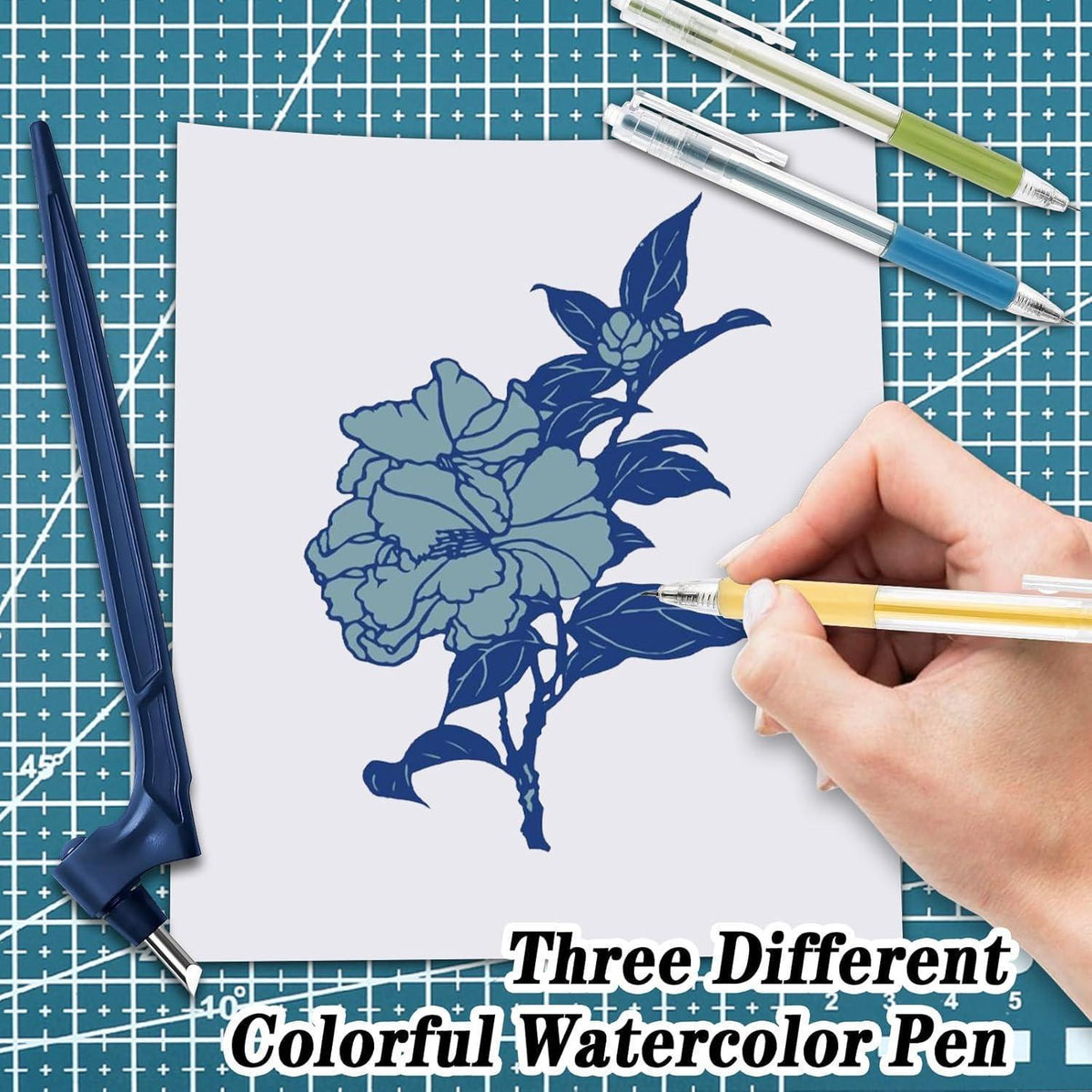 9-teiliges Bastelmesser Set mit Schneidematte & Aquarellstiften