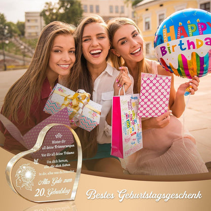Acryl Herz Tischdeko 20. Geburtstag - Geschenk für Frau