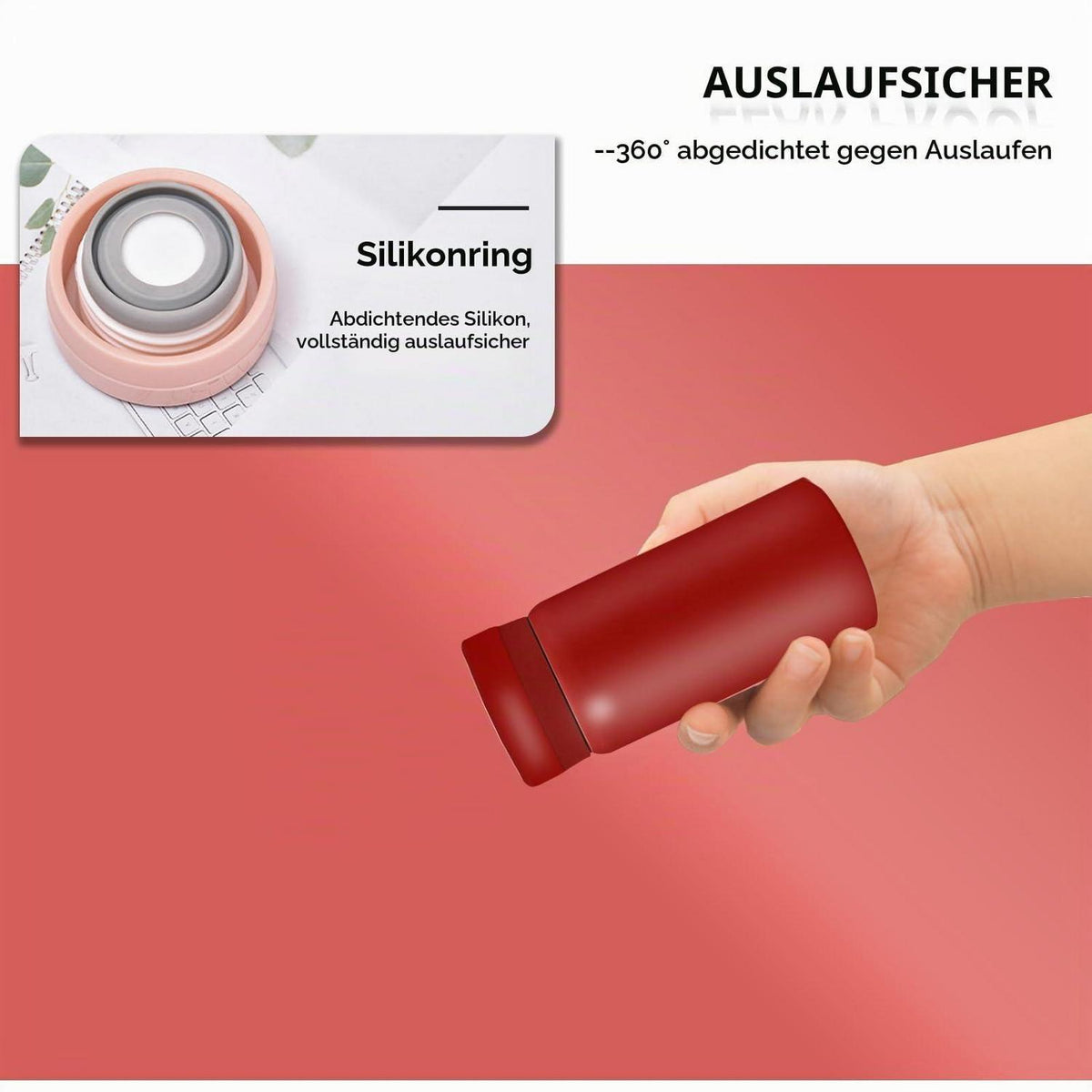 Edelstahl Thermosflasche 200ml Rot – Vakuumisoliert & BPA Frei