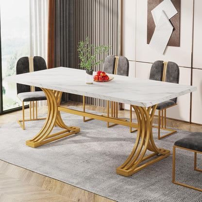 Moderner Esstisch weiß & gold für 4-6 Personen