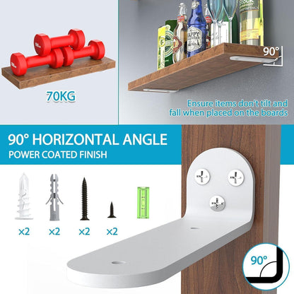 6x Schwerlast Regalhalterung 20cm Weiß, Tragkraft 70kg