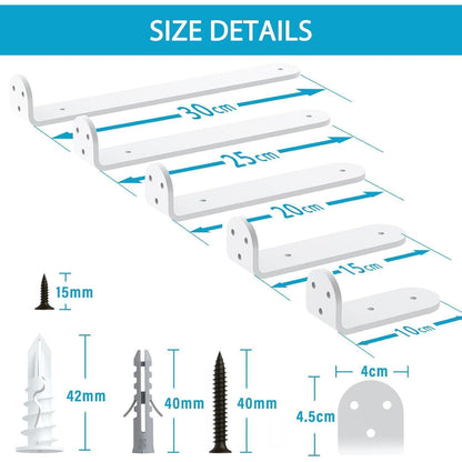 6x Schwerlast Regalhalterung 20cm Weiß, Tragkraft 70kg