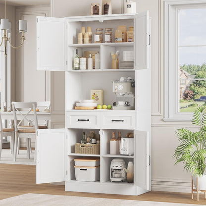 180cm Küchenschrank mit Arbeitsplatte | Vorratsschrank & Buffetschrank Weiß