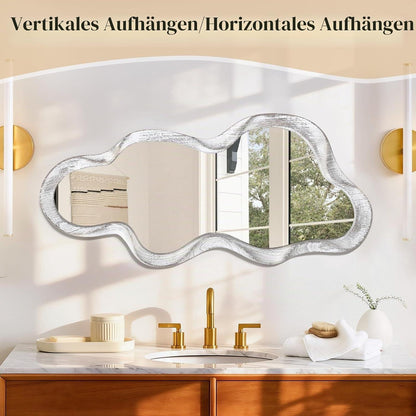 Asymmetrischer Wandspiegel Wolke Holzrahmen Modern 90x50 cm