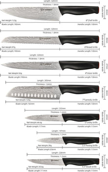KATISUN 15-teiliges schwarzes Deutsches Stahl Messerset mit