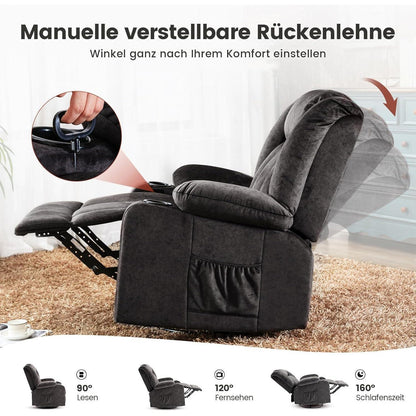 Drehbarer Relaxsessel mit Fußstütze & Getränkehalter – Grau