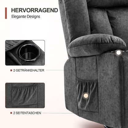 Drehbarer Relaxsessel mit Fußstütze & Getränkehalter – Grau