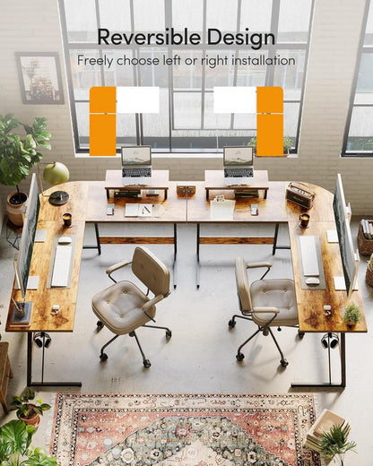 Gaming Tisch Eckschreibtisch 120x120 cm L-Form Vintagebraun Monitortisch