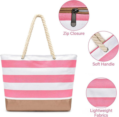 Große Strandtasche Damen Shopper Wasserdicht Reißverschluss Badetasche