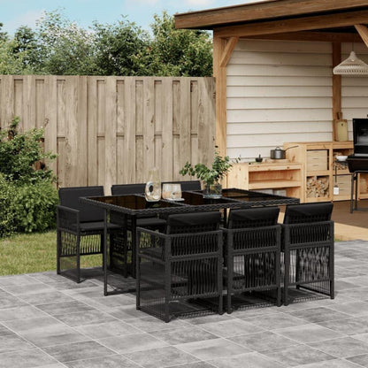 Garten Essgruppe 7-TLG. Schwarz Poly Rattan Großartiges