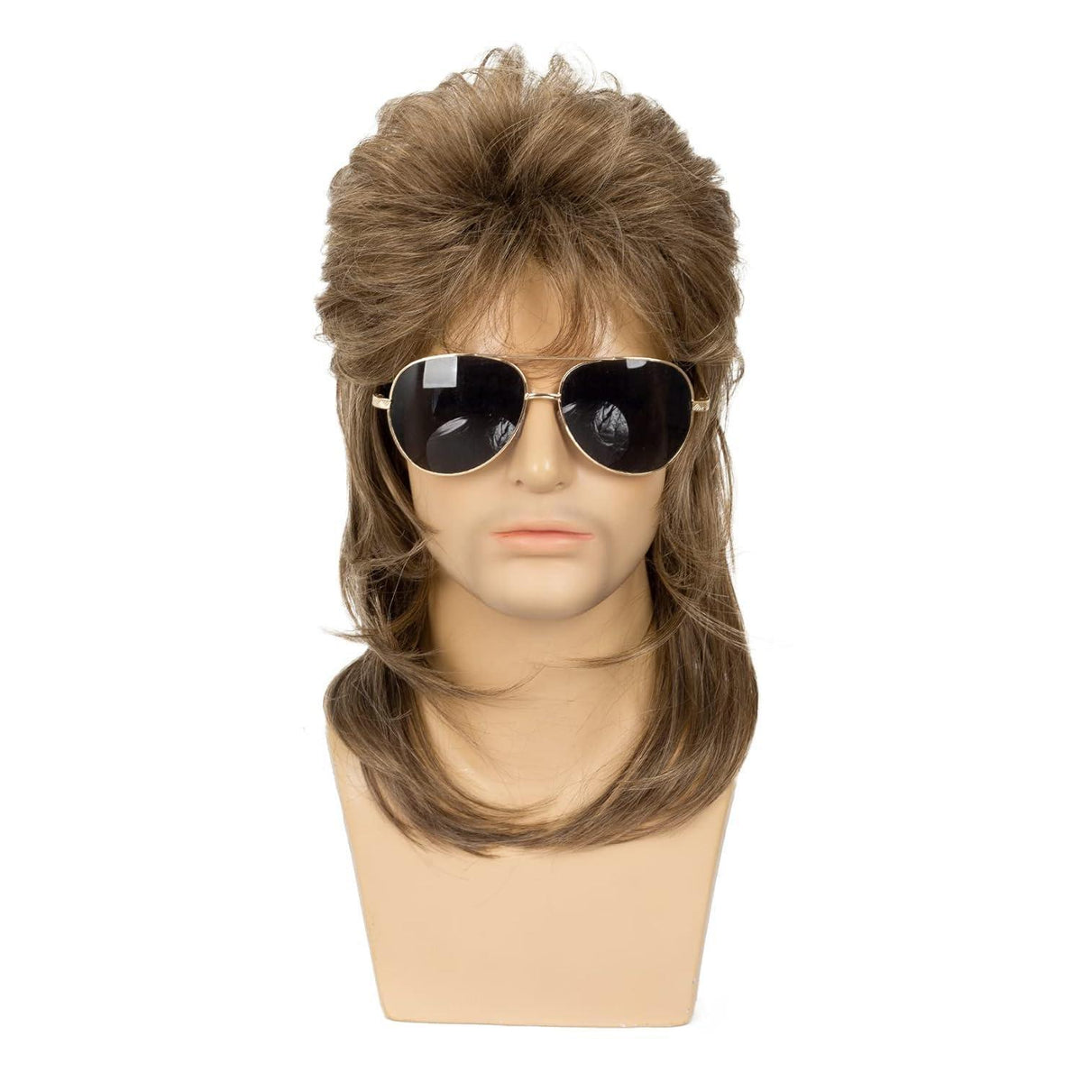 Herren Mullet Perücke Hellbraun – 70er 80er Jahre Retro Look