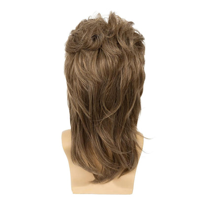 Herren Mullet Perücke Hellbraun – 70er 80er Jahre Retro Look