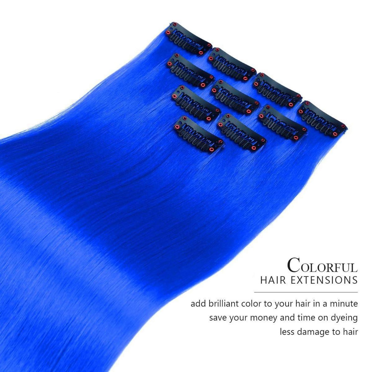 10x Clip-in Haarverlängerung Bunt 50cm Party Cosplay