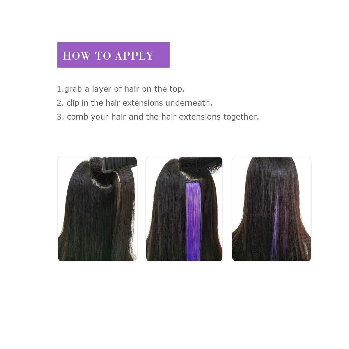 10x Clip-in Haarverlängerung Bunt 50cm Party Cosplay
