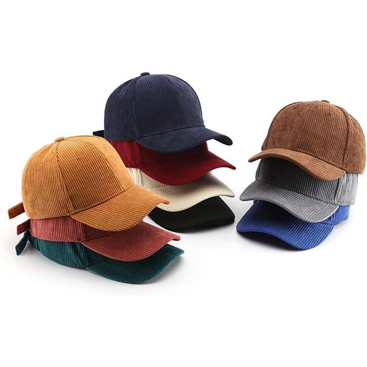 Winter Baseball Cap Herren Damen Cord Verstellbar Warm Schwarz