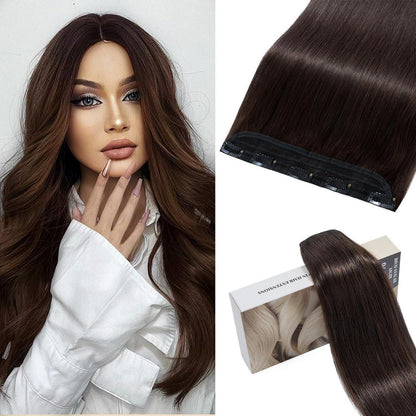 Dunkelbraune Clip-In Haarverlängerung Echthaar 35cm