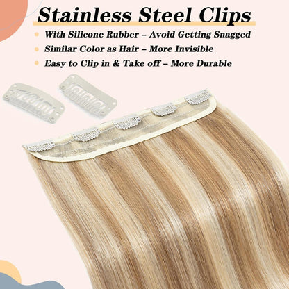 Echthaar Clip-In Extension Blondbraun/Weißblond 50cm