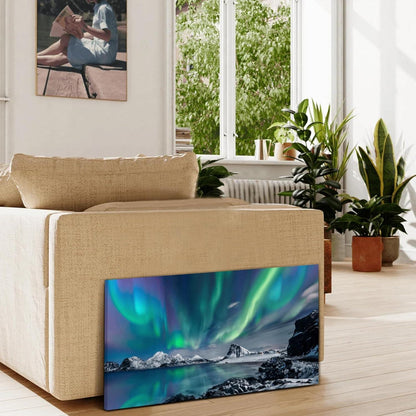 Nordlicht Leinwandbild XXL – Polarlichter Landschaft mit Rahmen