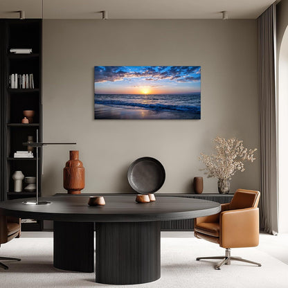 Leinwandbild Sonnenuntergang Strand Meer Landschaft Modern