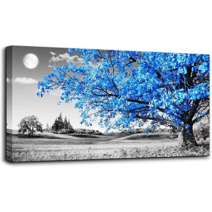 Leinwandbild Baum des Lebens blau, 59x119 cm, Modern