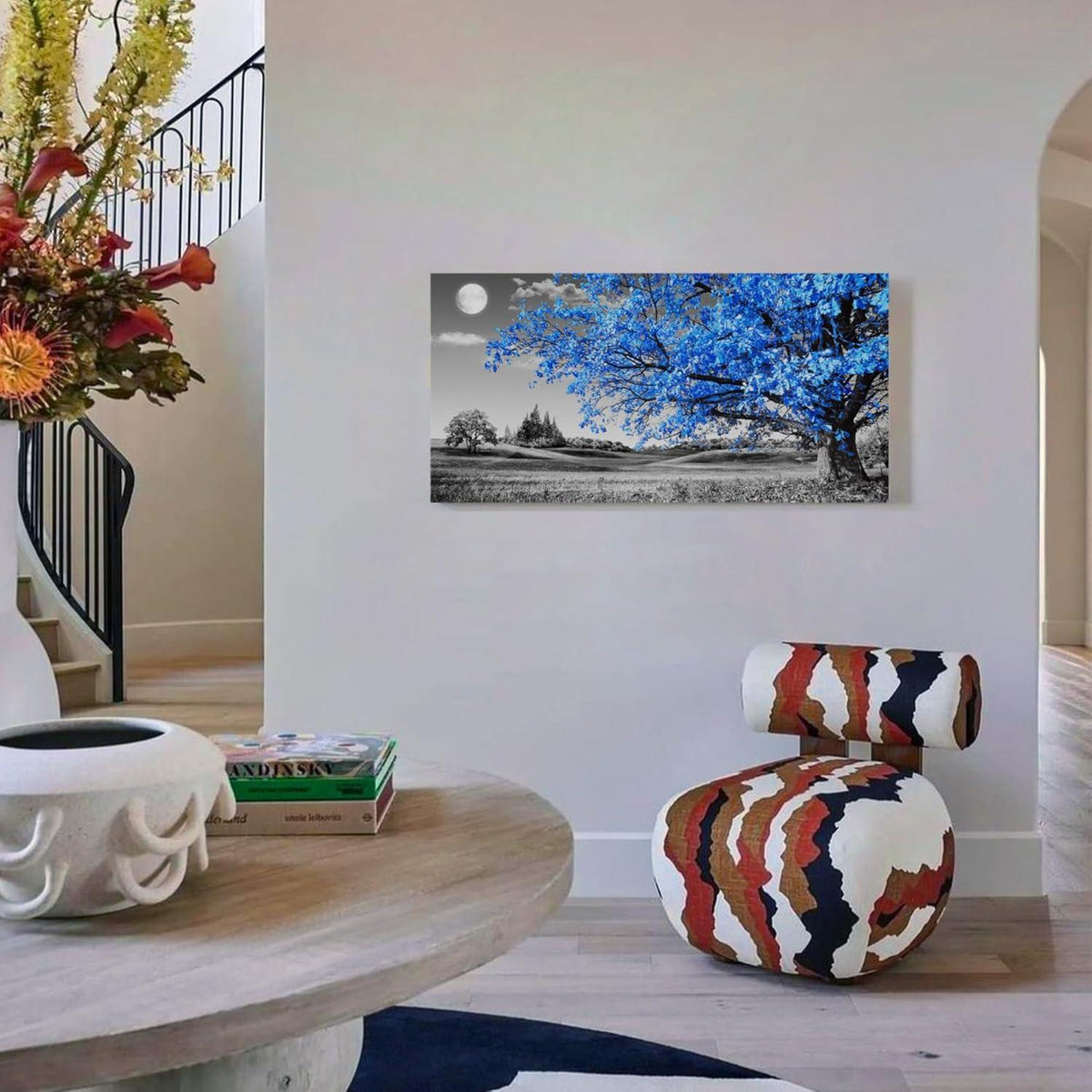 Leinwandbild Baum des Lebens blau, 59x119 cm, Modern