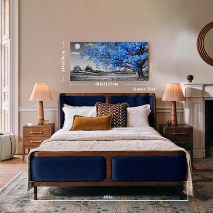 Leinwandbild Baum des Lebens blau, 59x119 cm, Modern