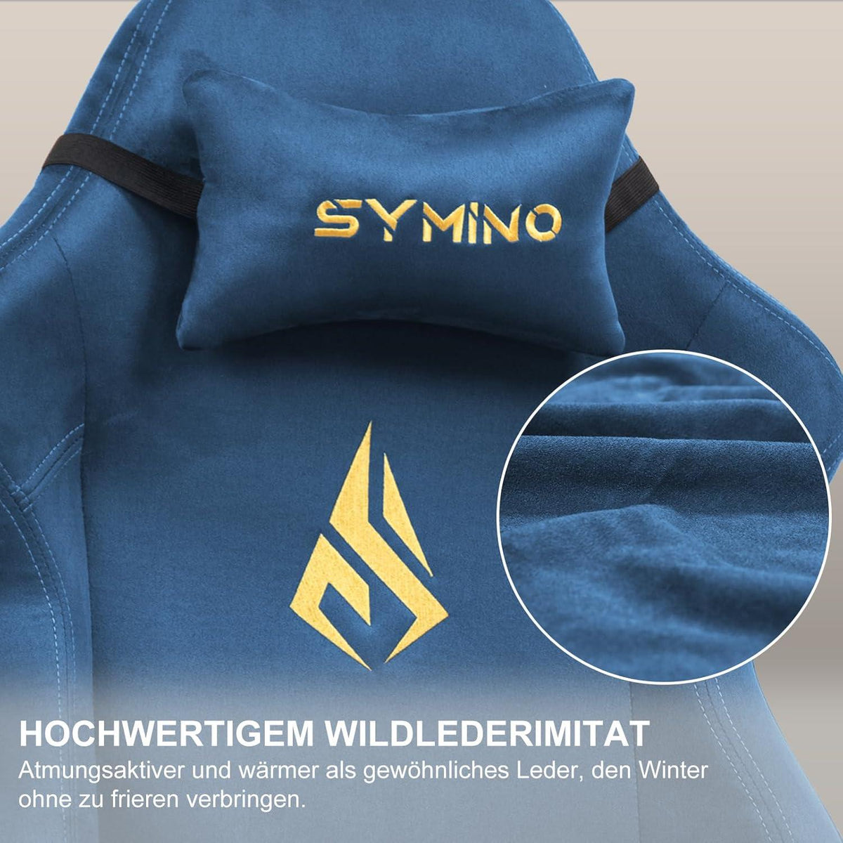 Symino Gaming Stuhl Racing Chair Wildlederimitat PC-Stuhl Ergonomisch Verstellbar Drehbar mit Fußstütze