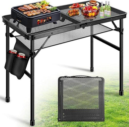 Campingtisch Klappbar Metall-Höhenverstellbar 60x40 Mesh-Netz