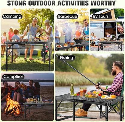 Campingtisch Klappbar Metall Klapptisch Klein 60x40 cm Höhenverstellbar