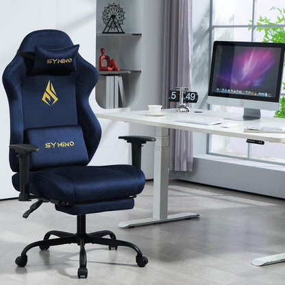 Symino Gaming Stuhl Racing Chair Wildlederimitat Blau