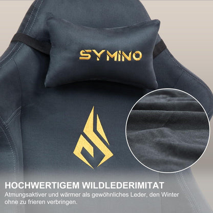 Symino Gaming Stuhl Racing Chair Wildlederimitat PC Bürostuhl - Verstellbar Drehbar Fußstütze
