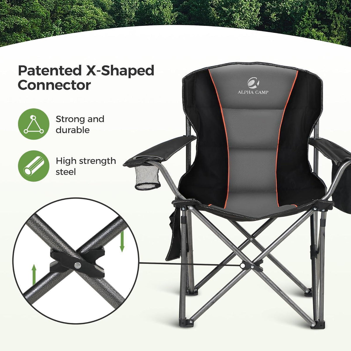 XXL Campingstuhl mit Kühltasche & Getränkehalter - 2er Set
