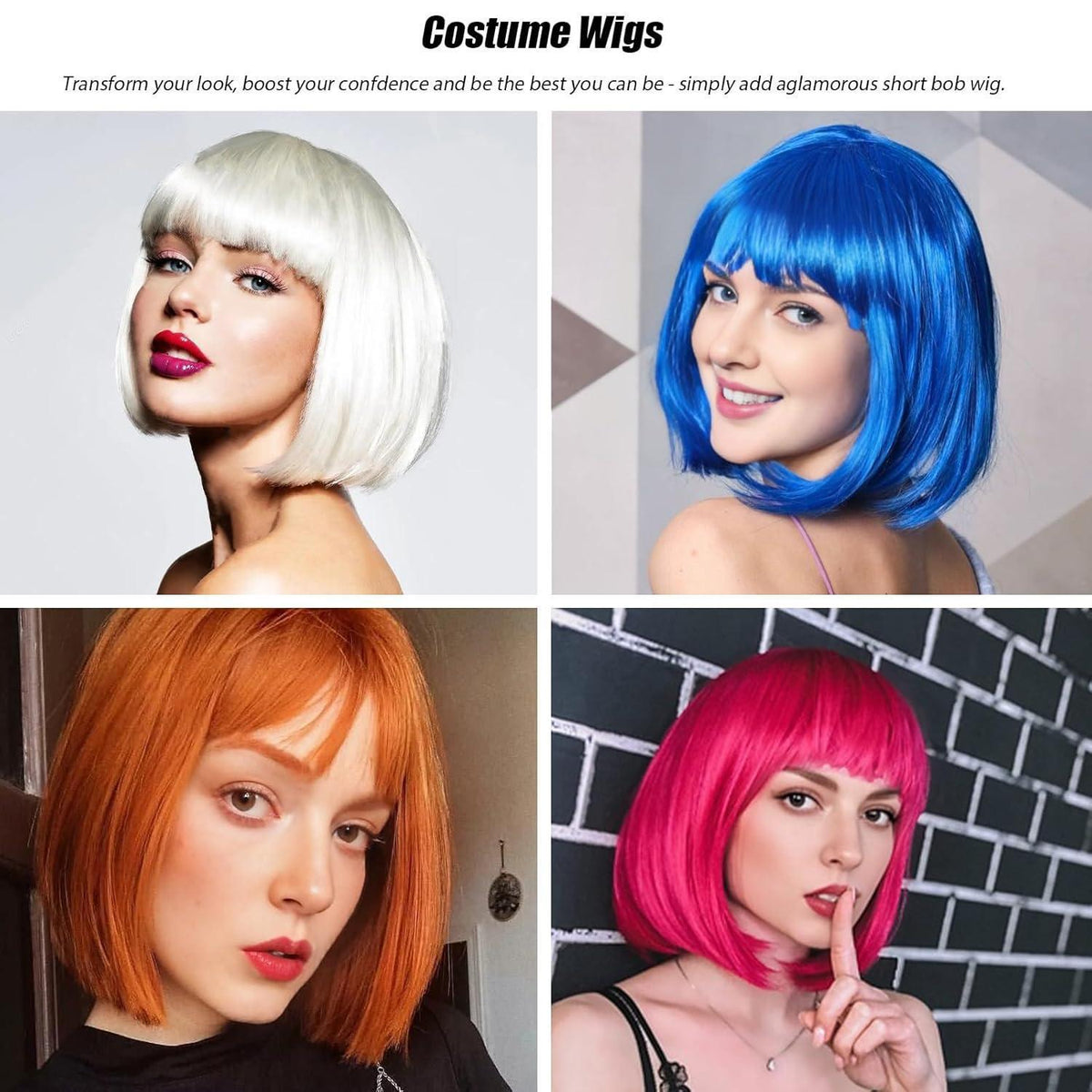 Braun Bob Perücke mit Pony – 28cm Synthetikhaar Perücke