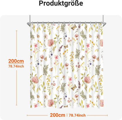Duschvorhang 200x200cm Rosa Blume Polyester, Beschwerter
