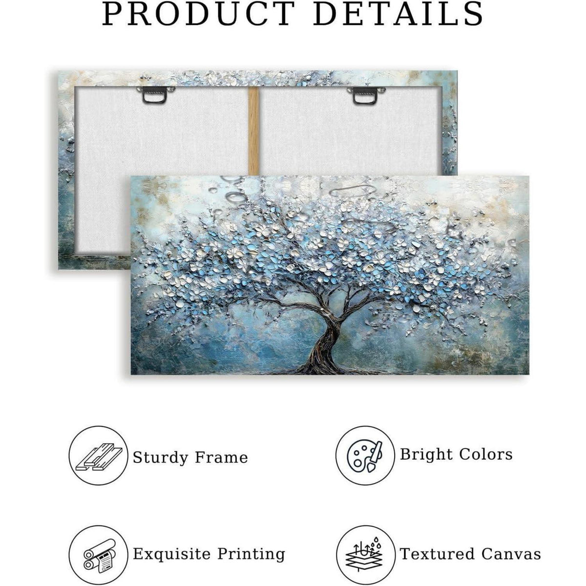 Blühender Baum Wandbild XXL – Baum des Lebens Blau Leinwandbild