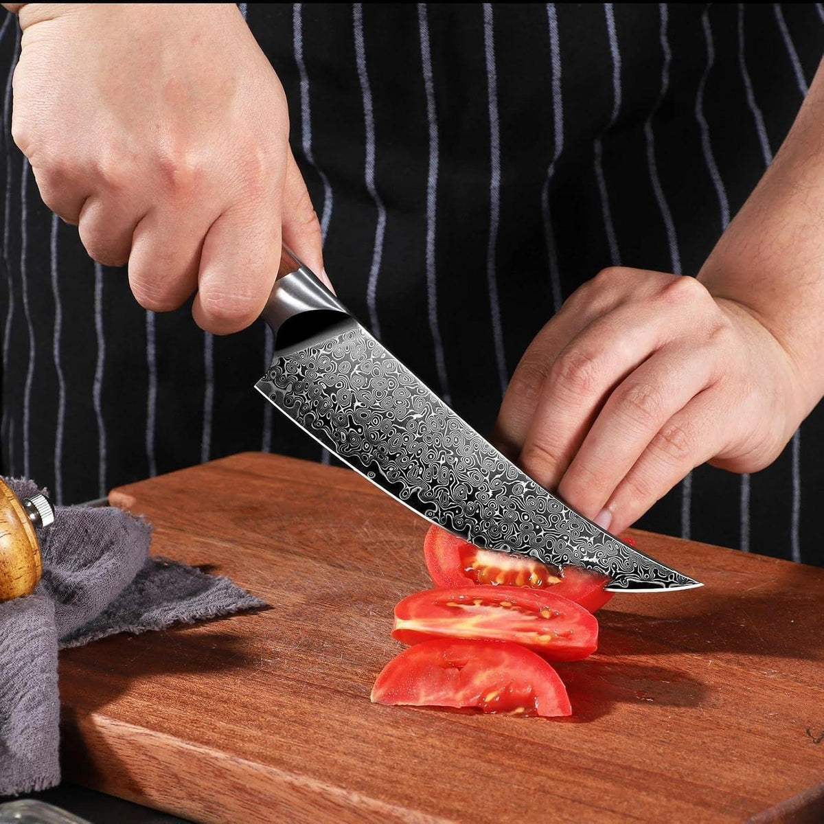 Ausbeinmesser Profi VG10 Damast | Fleischmesser mit Holzgriff