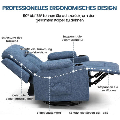 Relaxsessel Stoff Blau mit Verstellbarer Liegefunktion