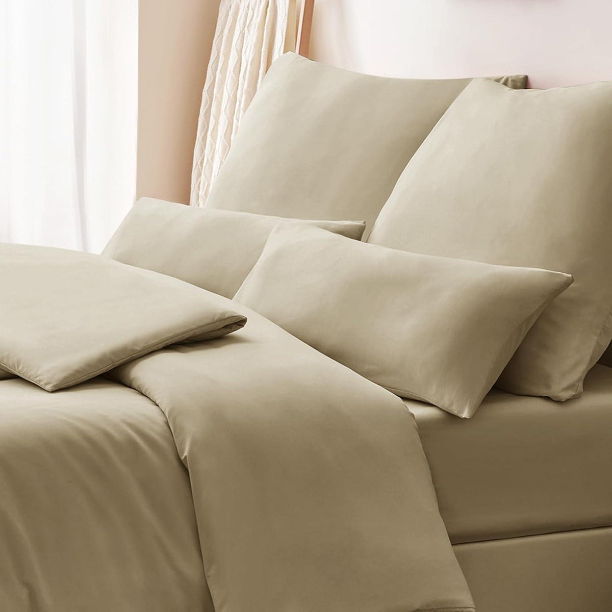 Kissenbezüge 40x80 Khaki 2er Set Mikrofaser mit Reißverschluss