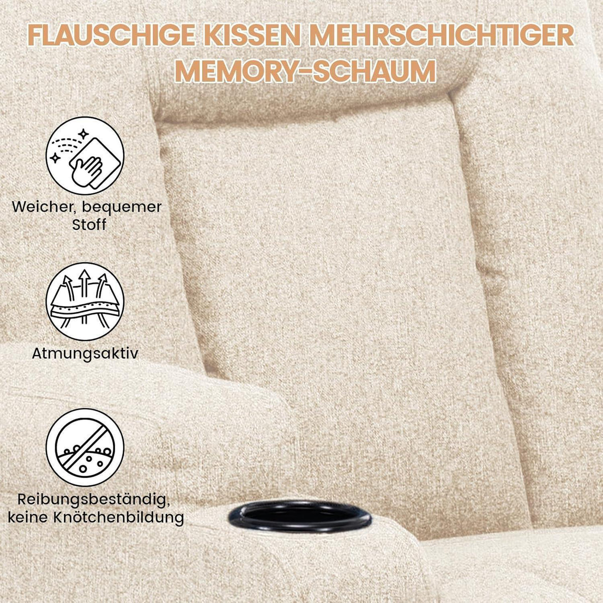 Relaxsessel mit Verstellbarer Rückenlehne & Fußstütze, Beige