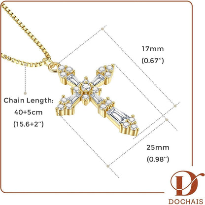 Dochais Kreuz Kette Damen 14K Gold Silber Halskette Anhänger