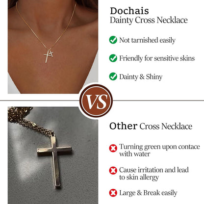 Dochais Kreuz Kette Damen 14K Gold Silber Halskette Geschenke