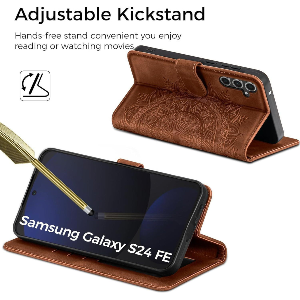 Samsung Galaxy S24 FE Klapphülle Dunkelorange mit Kartenfach & Standfunktion