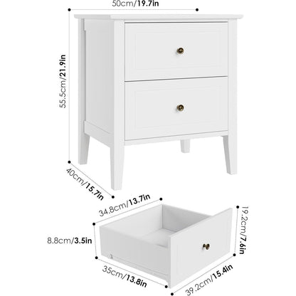 Weißes Schlafzimmer-Set mit Kommode & 2 Nachttische