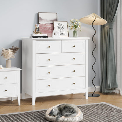 Weißes Schlafzimmer-Set mit Kommode & 2 Nachttische
