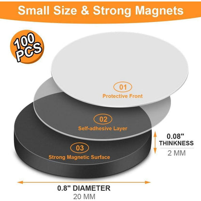 100x Magnetband selbstklebend – Rund, 20mm, für Küche & Büro