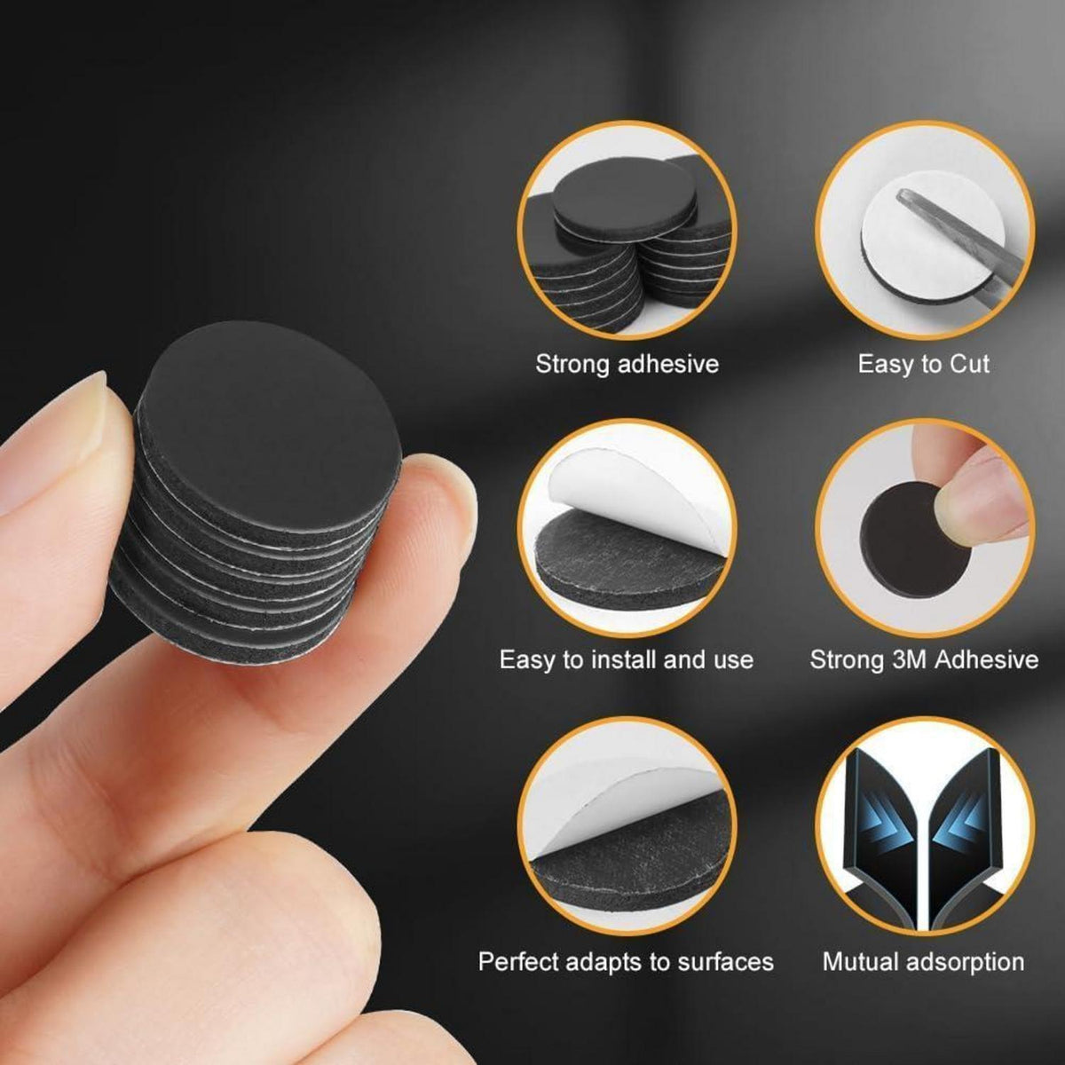 100x Magnetband selbstklebend – Rund, 20mm, für Küche & Büro