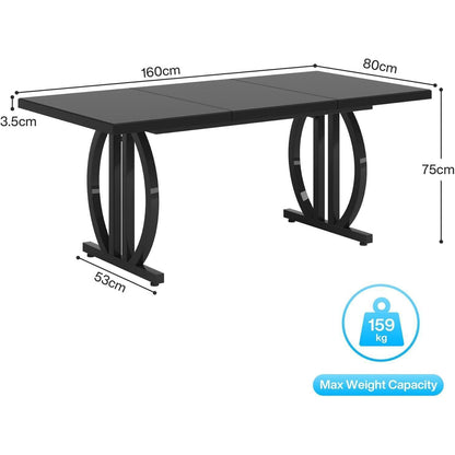 Großer Schreibtisch 160x80 cm – Modernes Home Office Bürotisch Schwarz