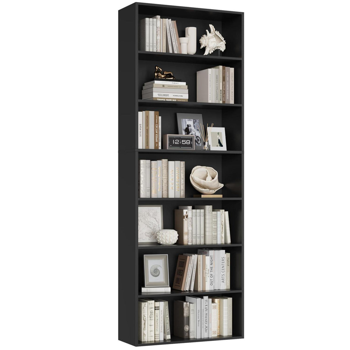 7-reihiges Bücherregal | Standregal für Wohnzimmer, Büro & Co.