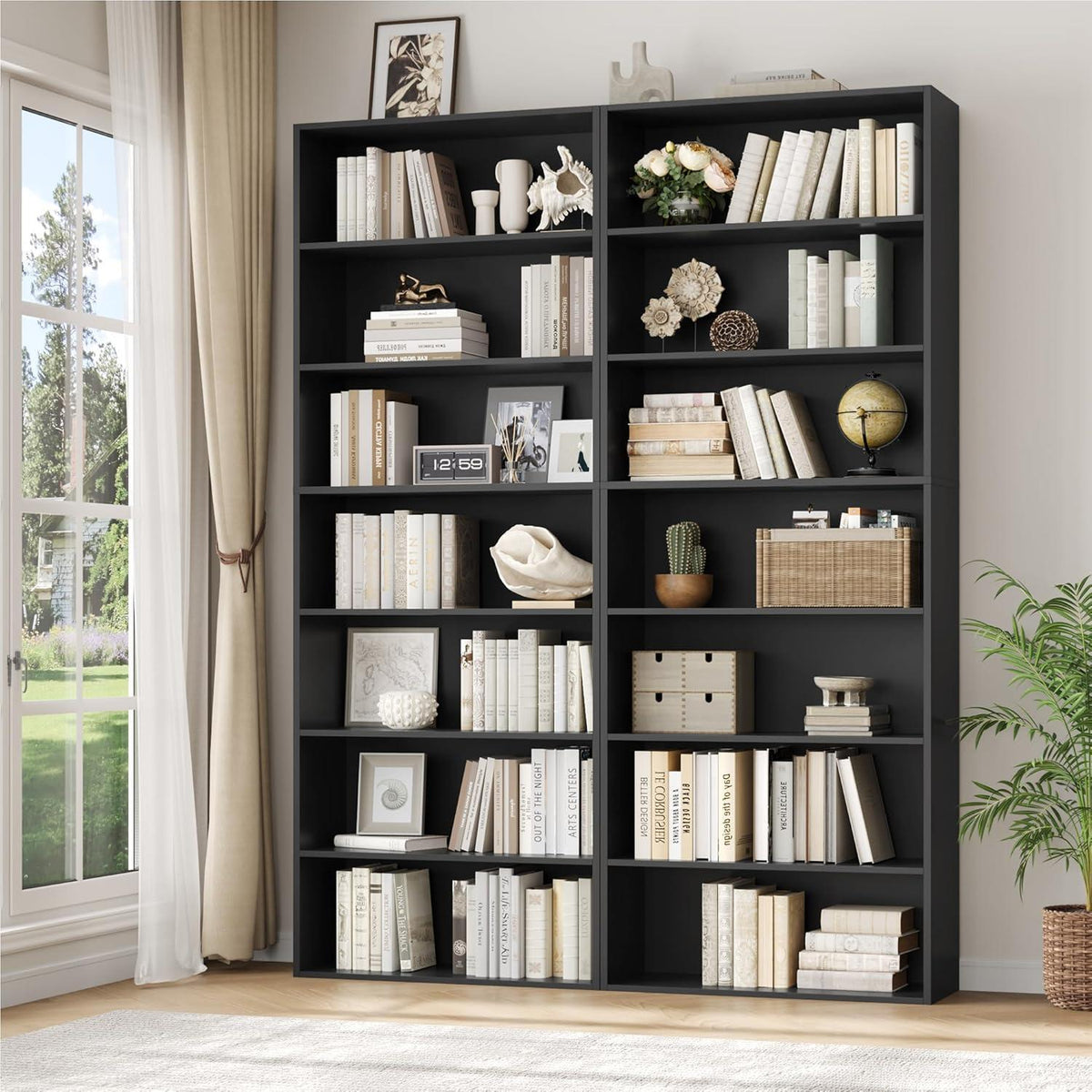 7-reihiges Bücherregal | Standregal für Wohnzimmer, Büro & Co.