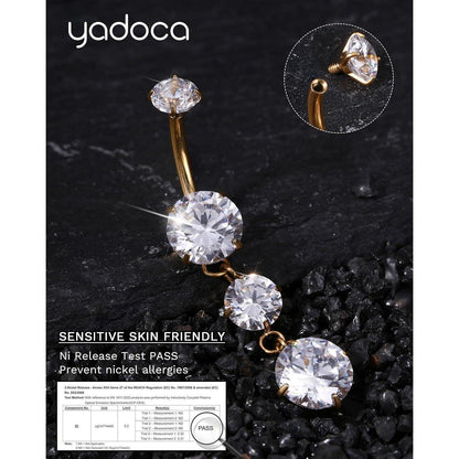 Bauchnabelpiercing Titan 14G mit Zirkonia, Silber/Gold